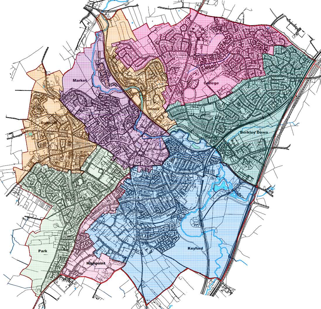 Map of Frome parish wards