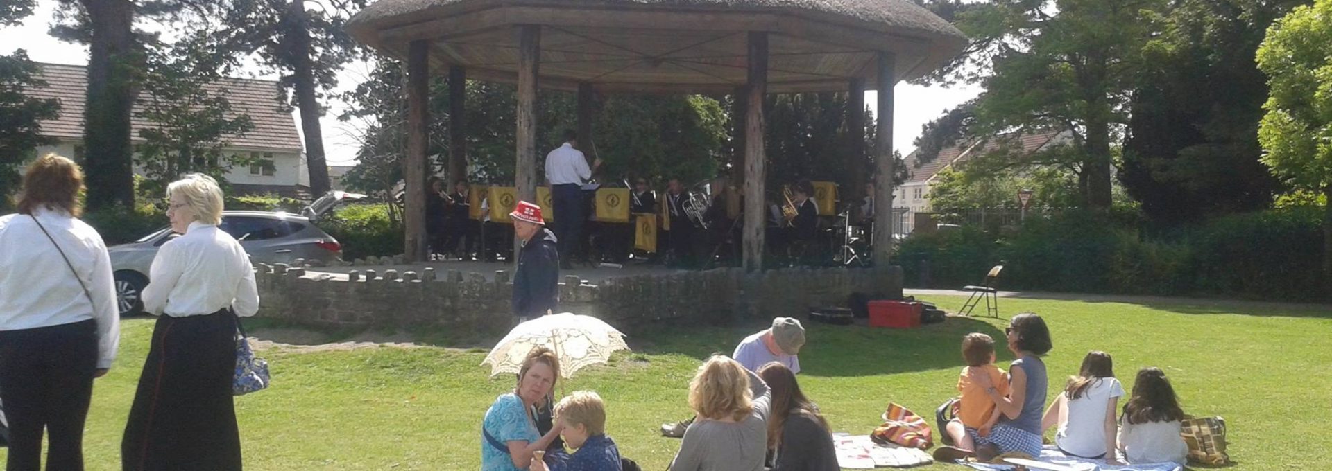 Band playing in the band stand at Victoria Park, Frome