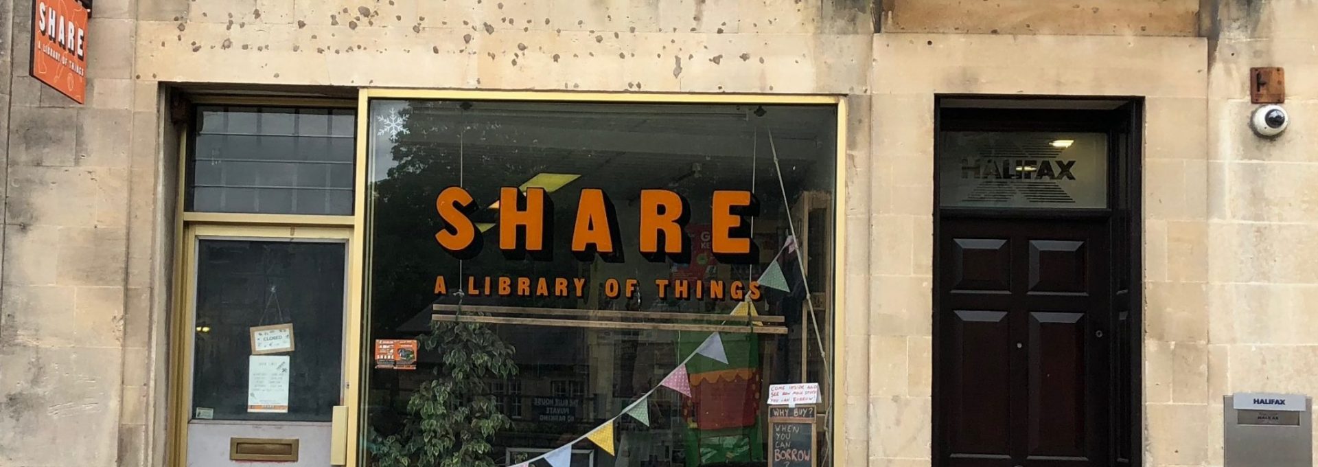 Photo of the front window of SHARE shop, Frome