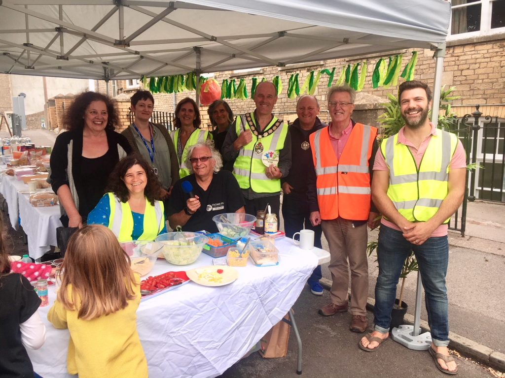 Photo of people at a street party.