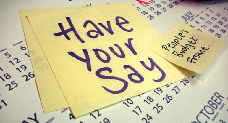 Post-it note with 'Have your say' written on it