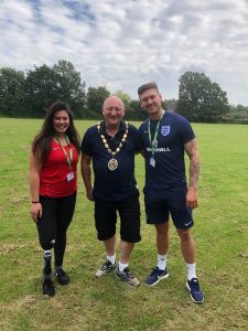 Mayor Mark Dorrington with paralympians at Frome College