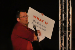 Rob Hopkins presenting at the "What If" event