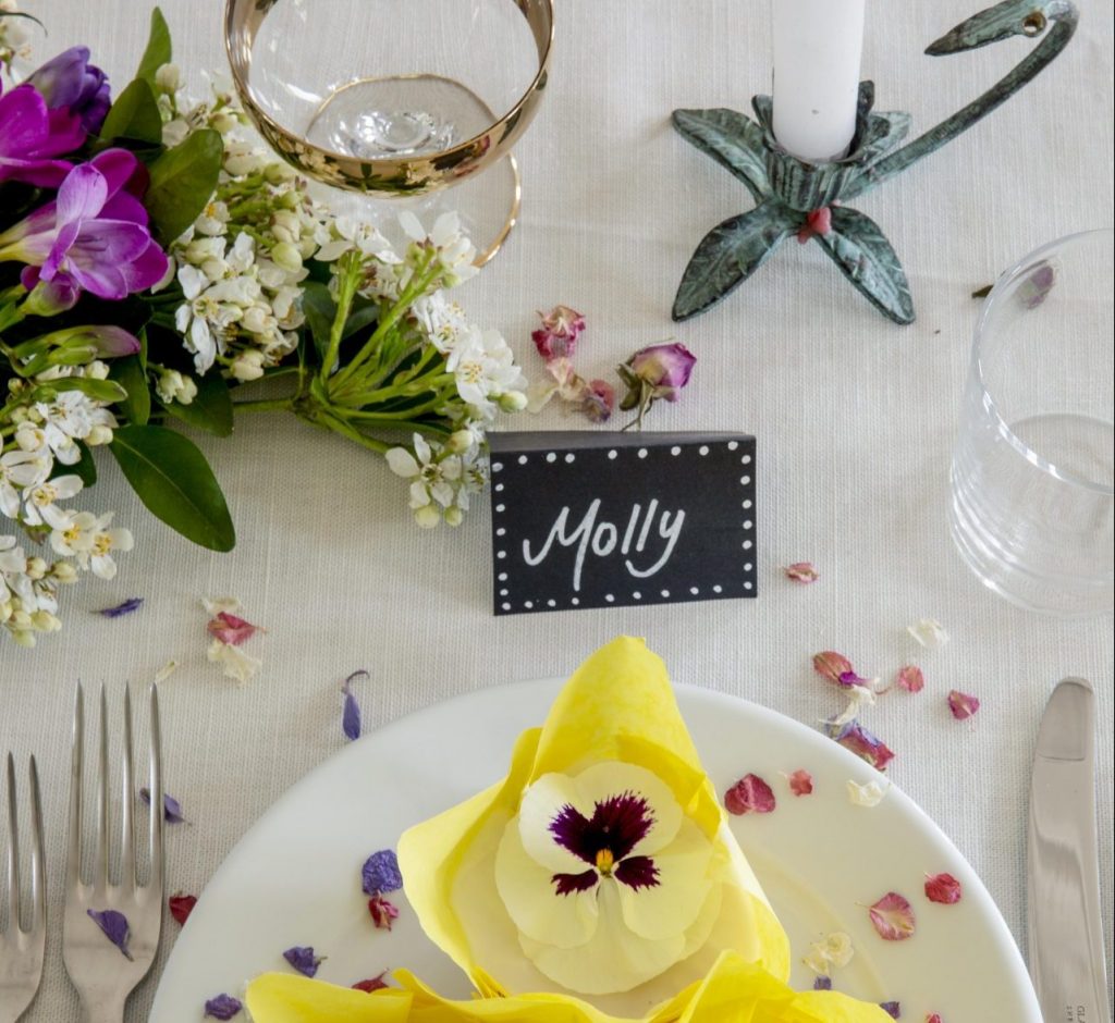 Place setting at wedding table.