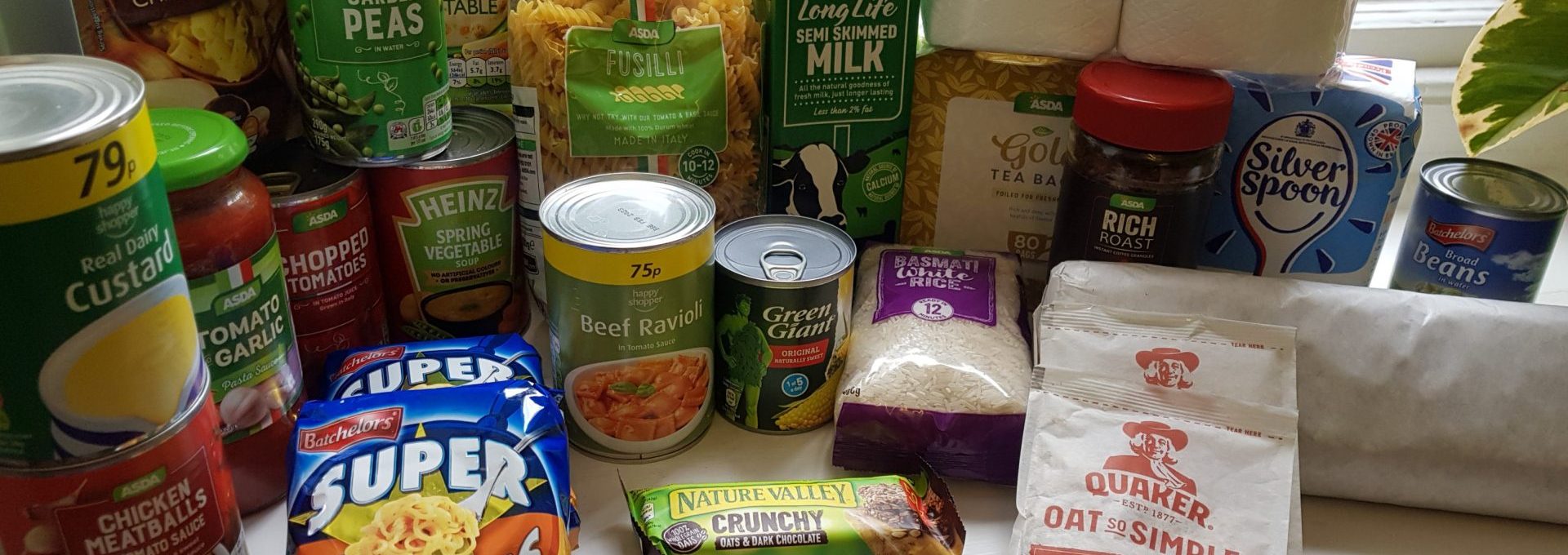 Photo of packets and tins of food