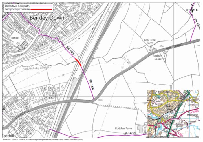 Map of FR 14/5 and 14/6 footpath closure