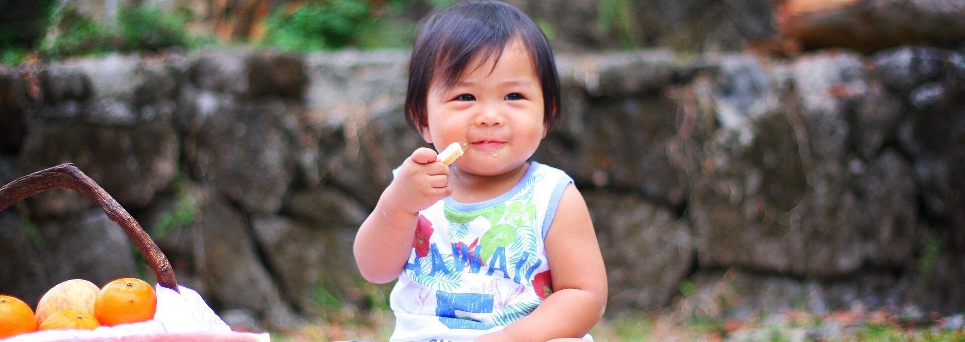 Toddler enjoying a picnic