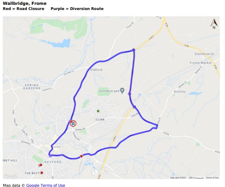 Map of Wallbridge road closure June 2021