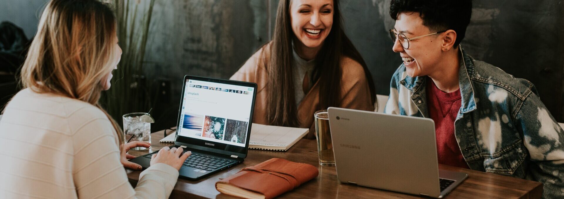 Young people with laptops