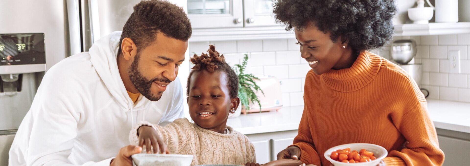 Family making dinner