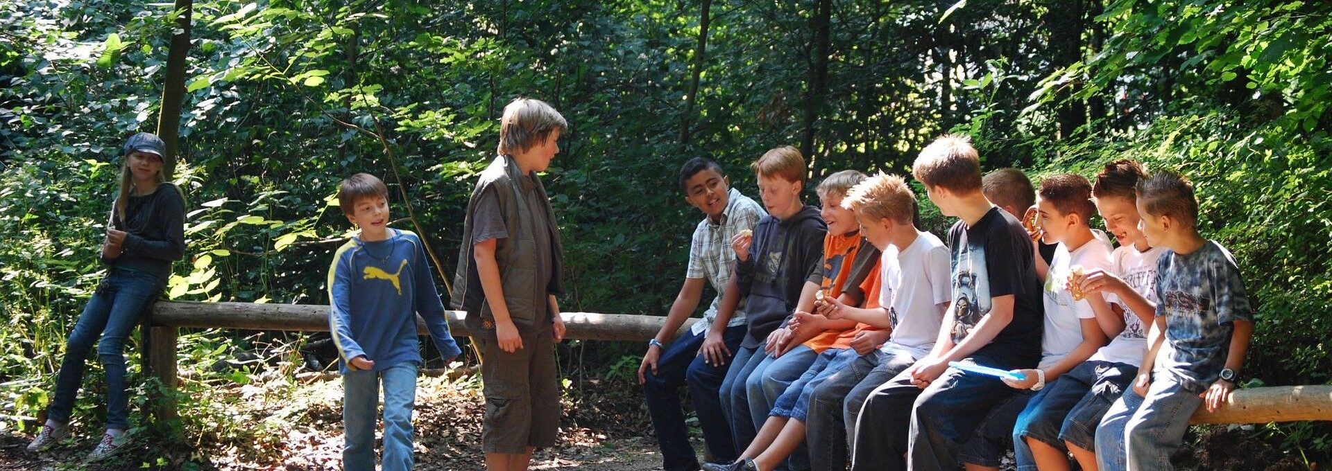 Group of teenagers in woodland