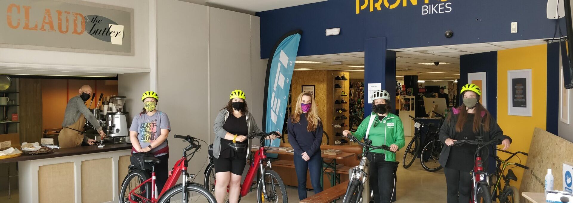 Ladies with bikes at Pronto bikes