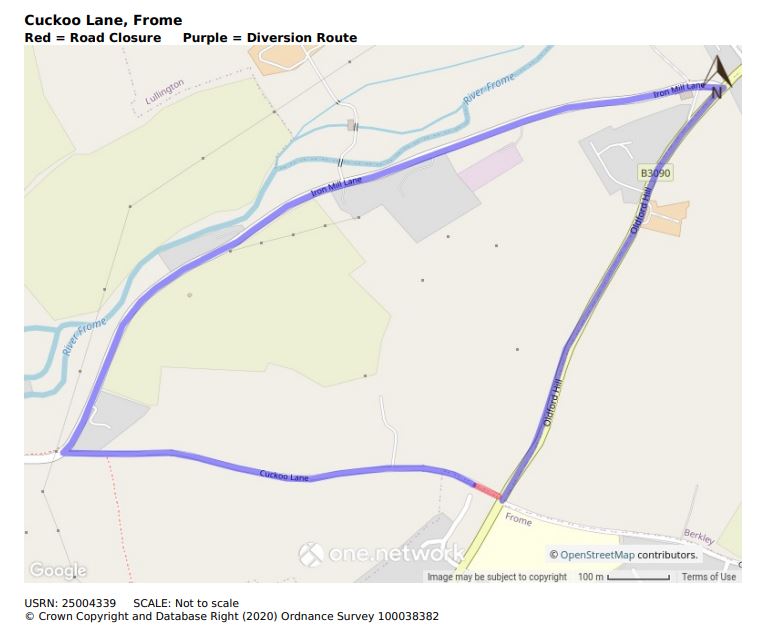 Map of Cuckoo Lane road closure