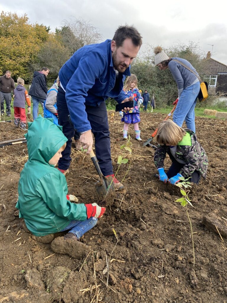 People planting trees