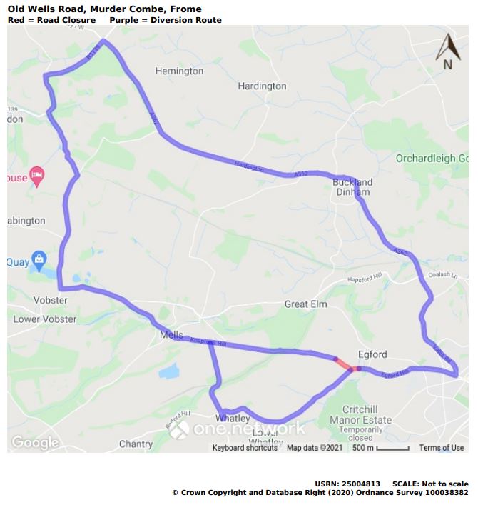 Map-of-Old-Wells-Road-and-Murder-Combe-road-closure-route-February-2022