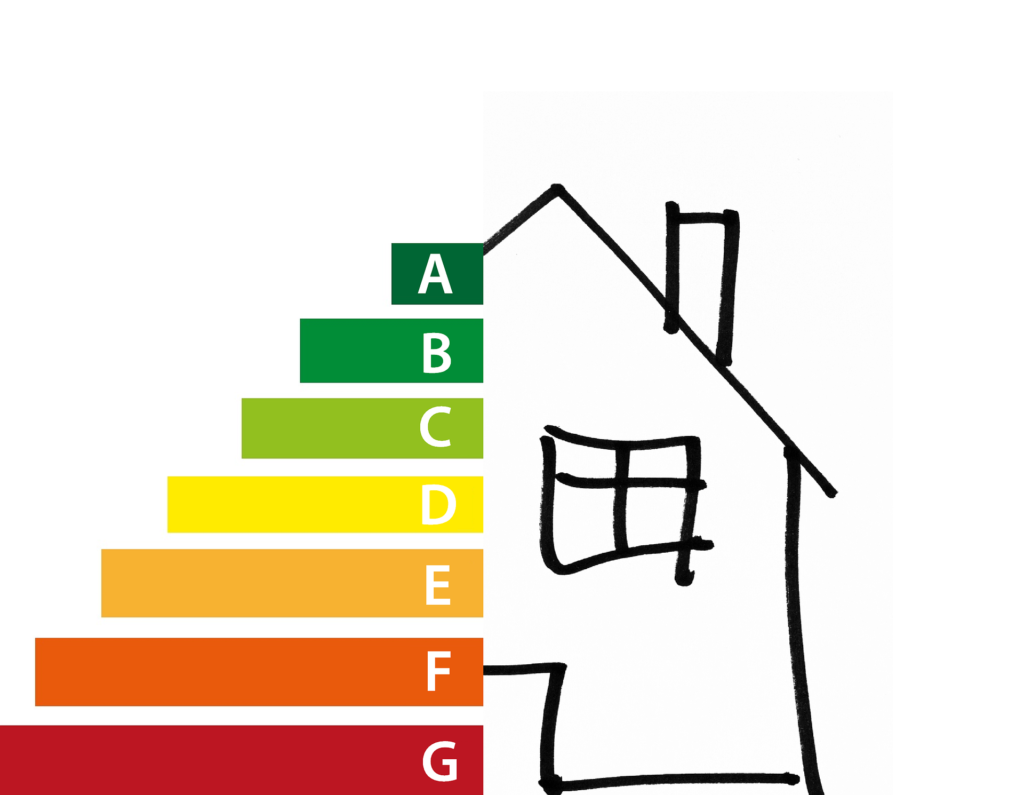 Energy efficiency colours with house drawing