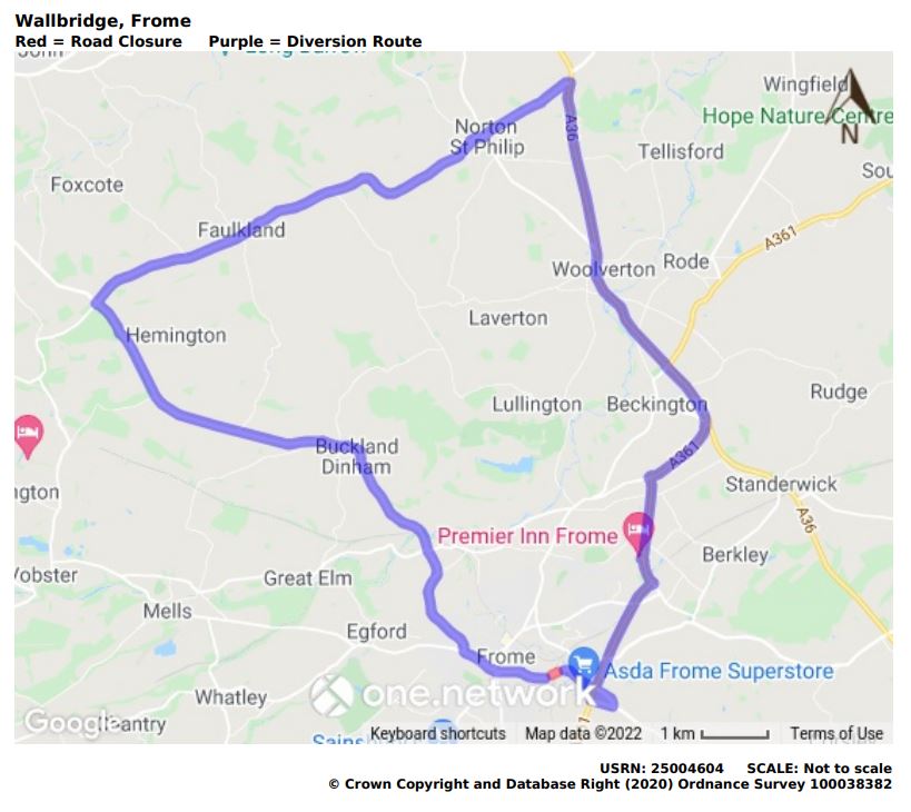 Map of Wallbridge temporary road closure March 2022
