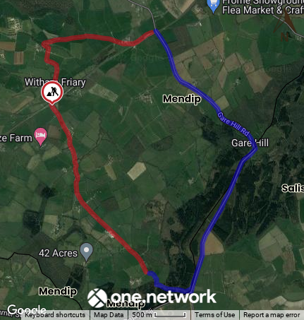 Map of Witham Friary temporary road closure July 2022