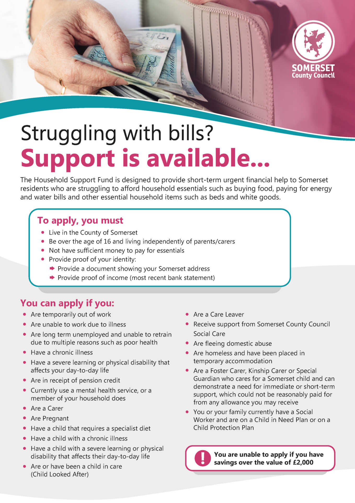 Household support fund leaflet