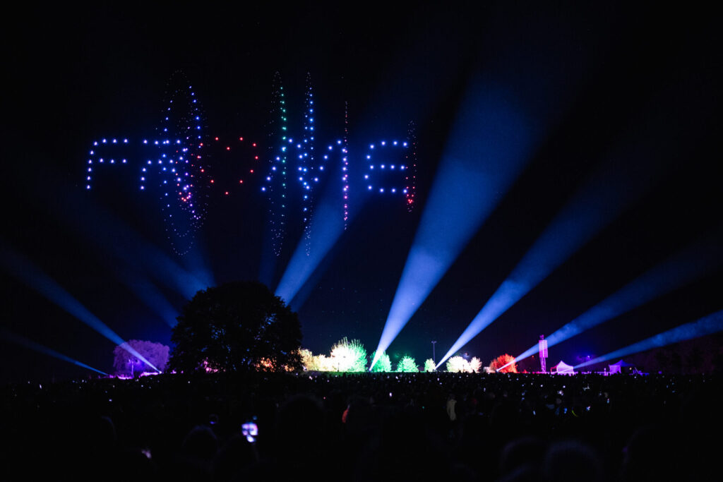 Drone display spelling out 'Frome'