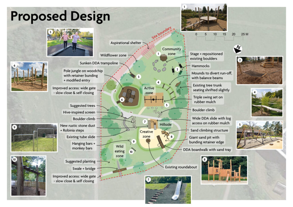 A plan of the playground at the Old Showfield