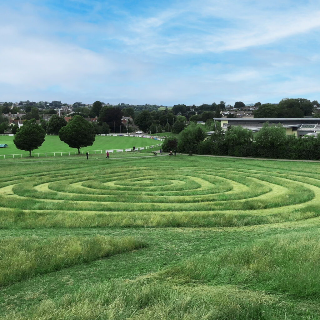 Spiral mown into grass at the Old Showfield