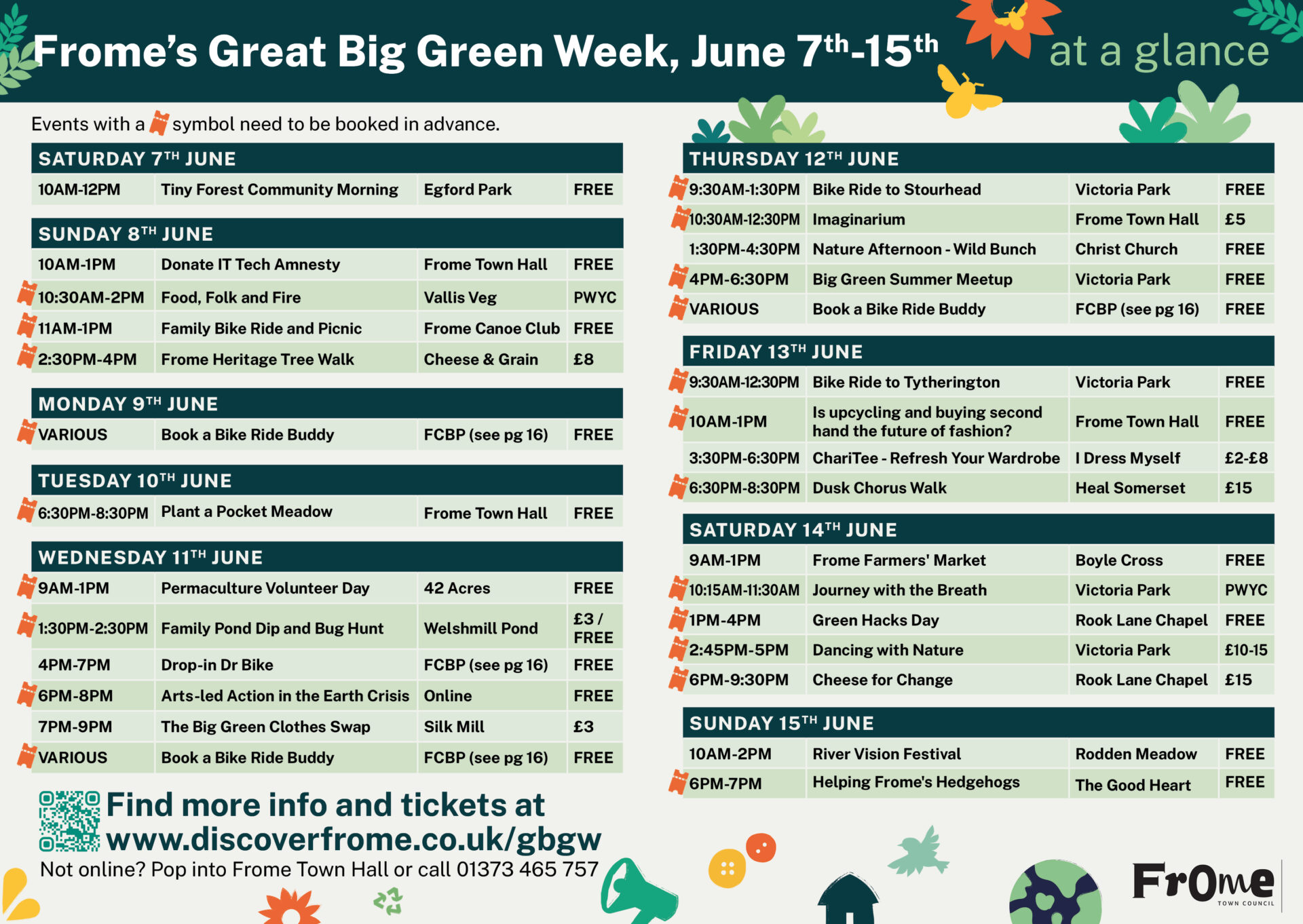 2025 events all on one page, also available to view on discoverfrome.co.uk