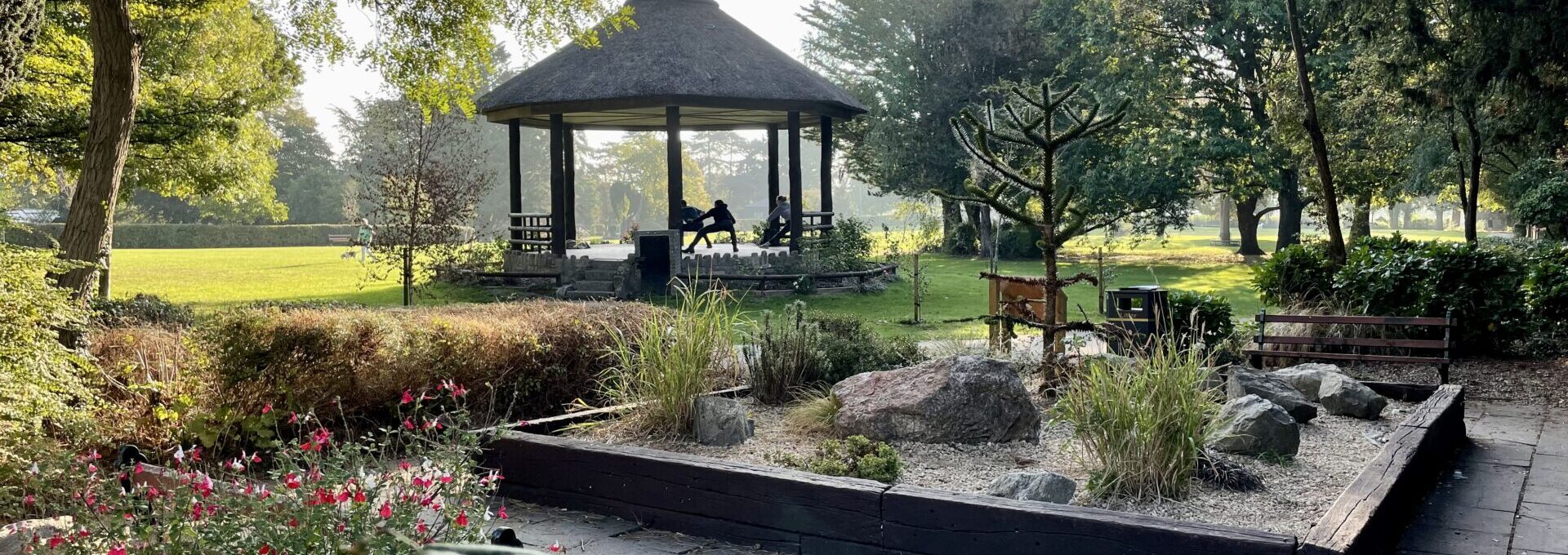 Victoria Park bandstand viewed from Rabka garden